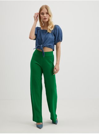 Zelené dámské žebrované široké kalhoty ONLY Cata