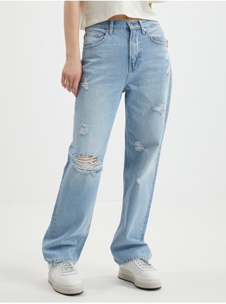 Světle modré dámské straight fit džíny s potrhaným efektem ONLY Dean