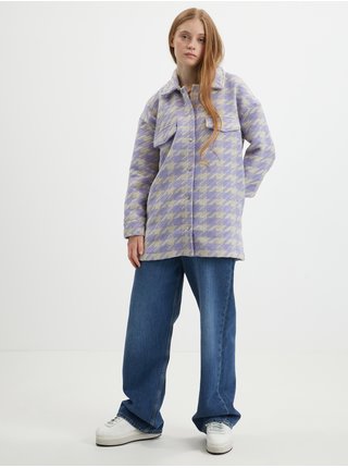 Béžovo-fialová kockovaná košeľová bunda ONLY Johanna