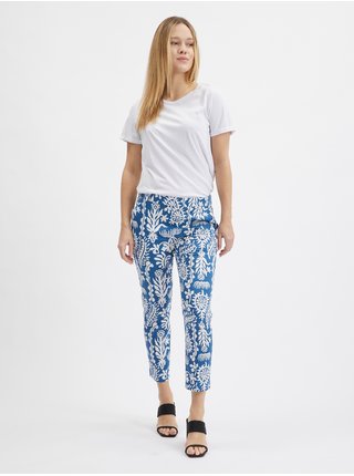 Bielo-modré dámske vzorované nohavice ORSAY