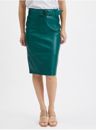 Zelená dámska púzdrová koženková sukňa ORSAY