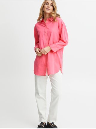 Růžová dámská košile s příměsí lnu Fransa