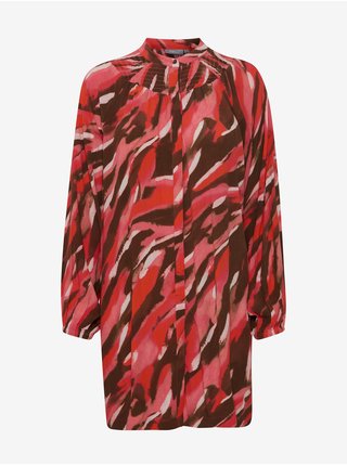 Hnědo-červené dámské vzorované šaty Fransa