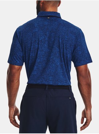 Tmavě modré pánské žíhané sportovní polo tričko Under Armour Iso-Chill