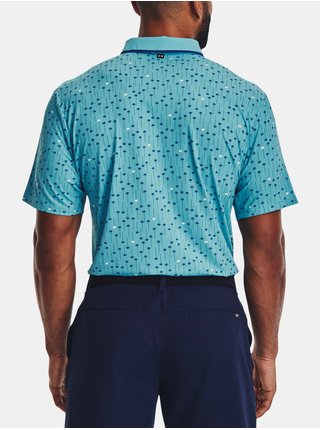 Světle modré pánské vzorované sportovní polo tričko Under Armour Edge