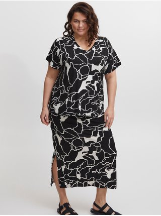 Bielo-čierna dámska vzorovaná midi sukňa Fransa
