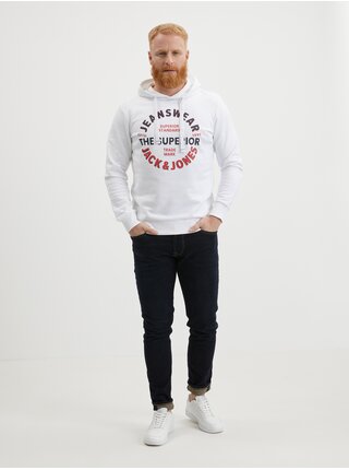 Mikiny s kapucou pre mužov Jack & Jones - biela