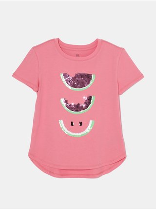 Růžové holčičí tričko s flitry GAP   