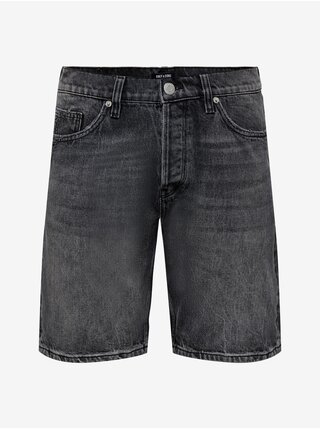 Černé pánské džínové kraťasy ONLY & SONS Edge