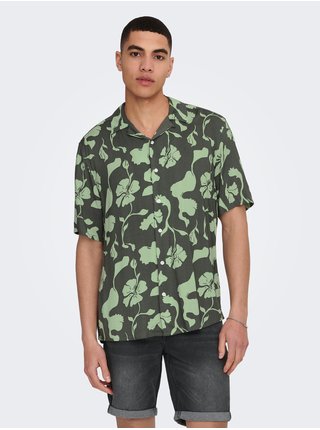 Zelená pánská vzorovaná košile s krátkým rukávem ONLY & SONS Dash