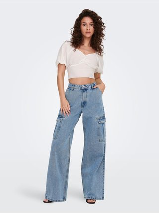 Svetlomodré dámske široké džínsy s vreckami ONLY Hope