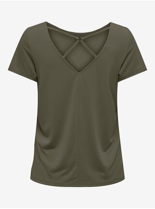 Khaki dámské tričko ONLY Free