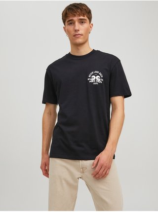 Čierne pánske tričko s potlačou na chrbte Jack & Jones Ink