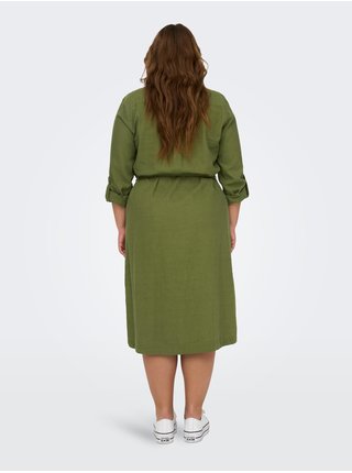 Zelené dámské lněné košilové šaty ONLY CARMAKOMA Caro