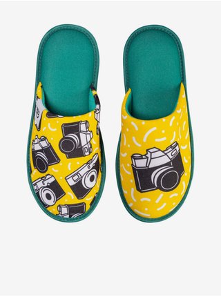 Zeleno-žluté unisex veselé pantofle Dedoles Fotoaparát 