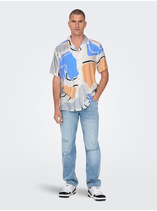 Krémová pánska vzorovaná košeľa s krátkym rukávom ONLY & SONS Dab