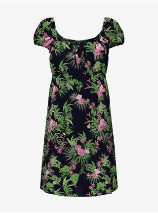 Zeleno-černé dámské květované šaty ONLY Nova
