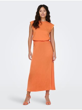Oranžová dámska saténová maxi sukňa JDY Fifi