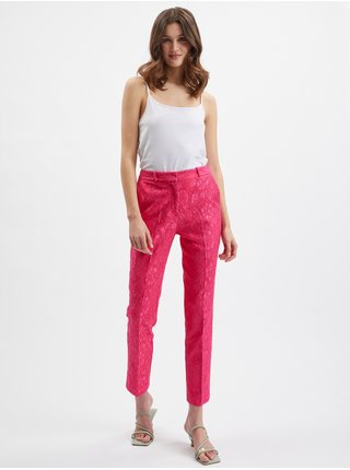Růžové dámské vzorované zkrácené kalhoty ORSAY  