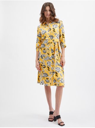 Žluté dámské květované šaty ORSAY  