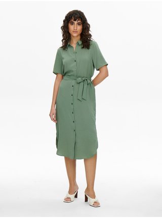 Zelené dámske košeľové midi šaty JDY Rachel
