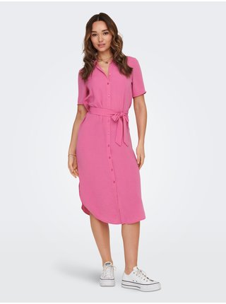 Růžové dámské košilové midi šaty JDY Rachel