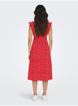 Červené dámské vzorované midi šaty ONLY May