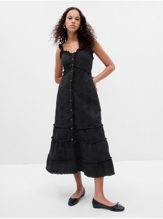 Černé dámské krajkové midi šaty GAP
