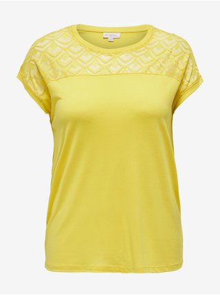 Žluté dámské tričko s krajkou ONLY CARMAKOMA Flake