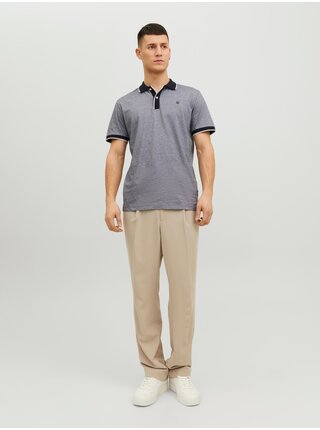 Šedo-modré pánské žíhané polo tričko Jack & Jones La Porter