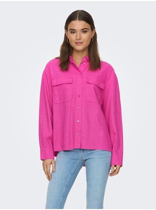 Tmavě růžová dámská lněná košile ONLY Caro