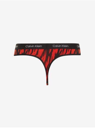 Černo-červená dámská vzorovaná tanga Calvin Klein Underwear