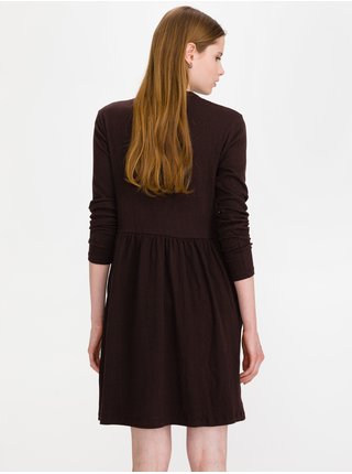 Tmavě hnědé dámské žebrované krátké šaty SuperDry Jersey 