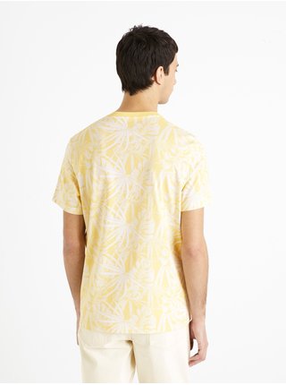 Bílo-žluté pánské vzorované tričko Celio Deplaced2 