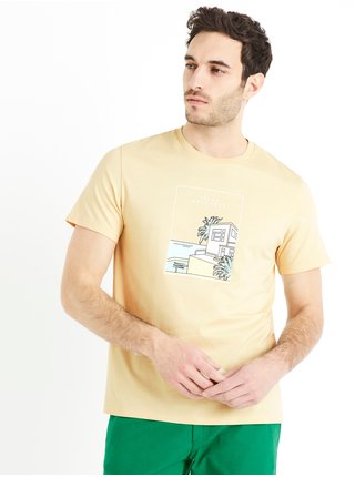 Béžové pánské tričko Celio Deislas 