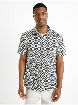 Černo-bílá pánská vzorovaná košile Celio Daprinta   