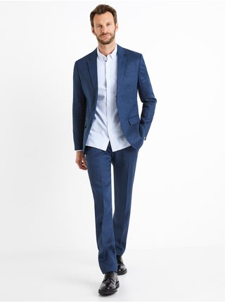 Tmavě modré pánské lněné kalhoty Celio Bohot2 