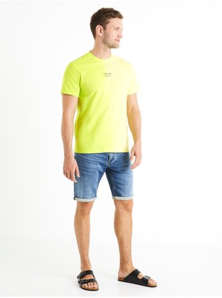 Žluto-zelené pánské tričko Celio Deside 