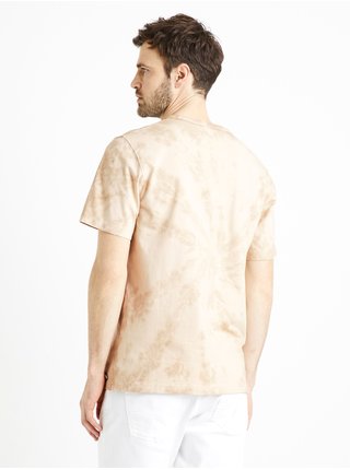 Béžové pánske batikované tričko Celio Deswirl