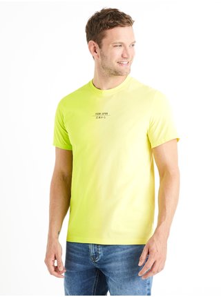Žluto-zelené pánské tričko Celio Deside 