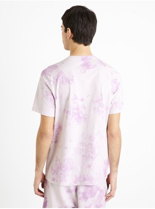 Světle fialové pánské batikované tričko Celio Dengame 
