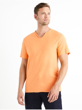 Oranžové pánské basic tričko  Celio Betunis 