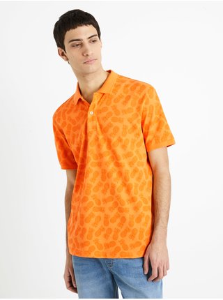 Oranžové pánské vzorované polo tričko Celio Depineap 