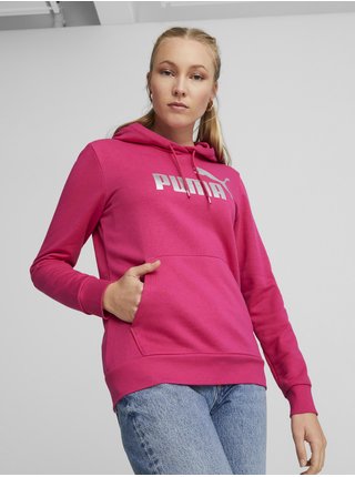 Tmavo ružová dámska mikina Puma ESS+ Metallic Logo