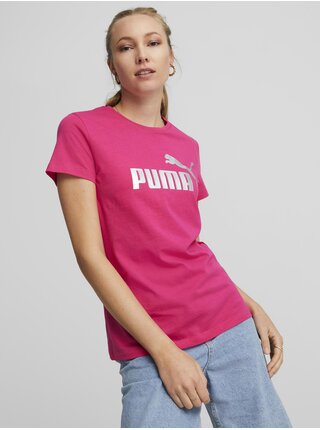 Tmavo ružové dámske tričko Puma ESS+