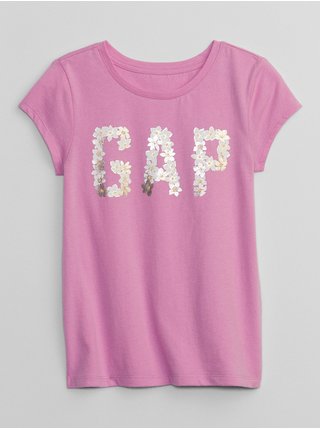 Ružové dievčenské tričko s flitrami Gap