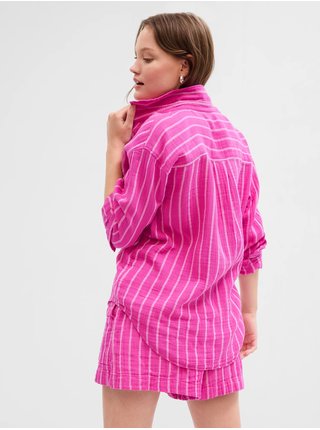 Růžová dámská pruhovaná košile Gap