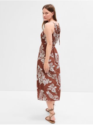 Hnedé dámske kvetované midi šaty Gap