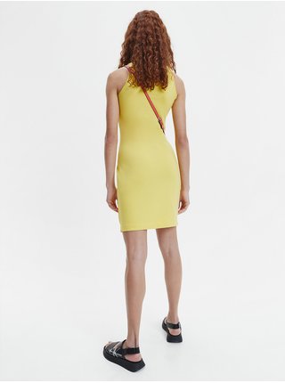 Žluté dámské pouzdrové šaty s potiskem Calvin Klein Jeans