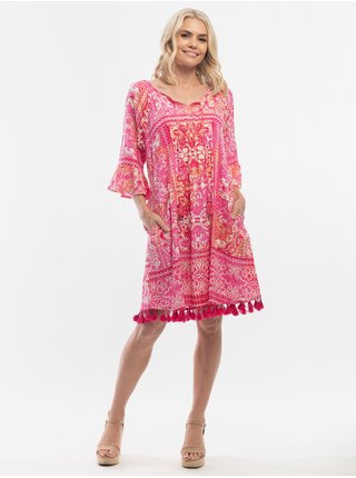 Růžové dámské vzorované šaty Orientique